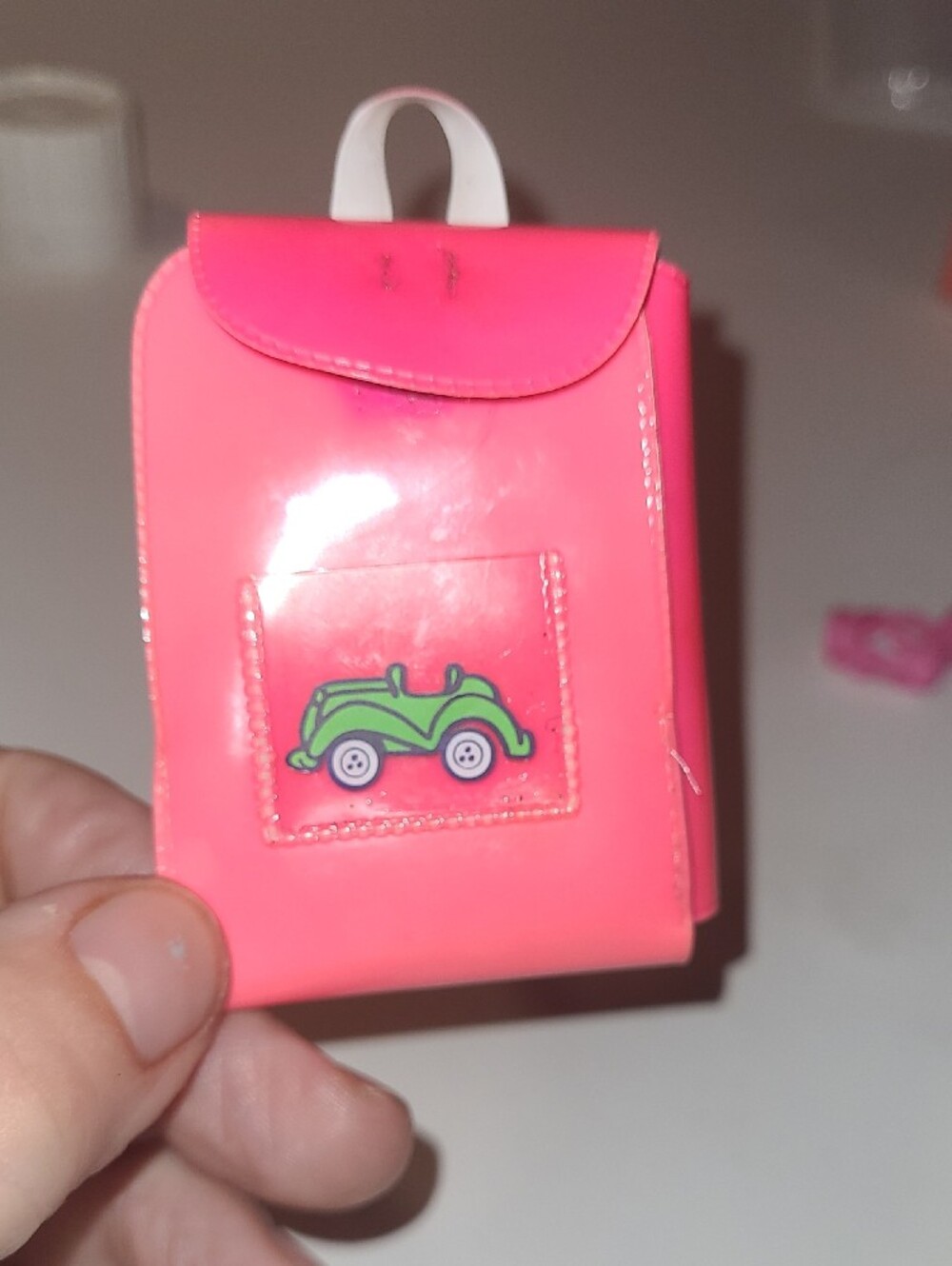 Barbie Hot Pink Doll Backpack with Green Car Patch and White Handle - Picture 14 of 14
